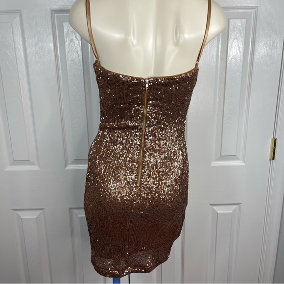 HONEYBUM sequin COPPER BRONZE sequin SPARKLE Dress GLAM party dress Small chic - Picture 4 of 10